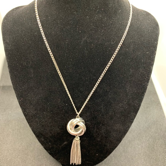 Silver Infinity Knot with Tassel Necklace - Picture 2 of 5